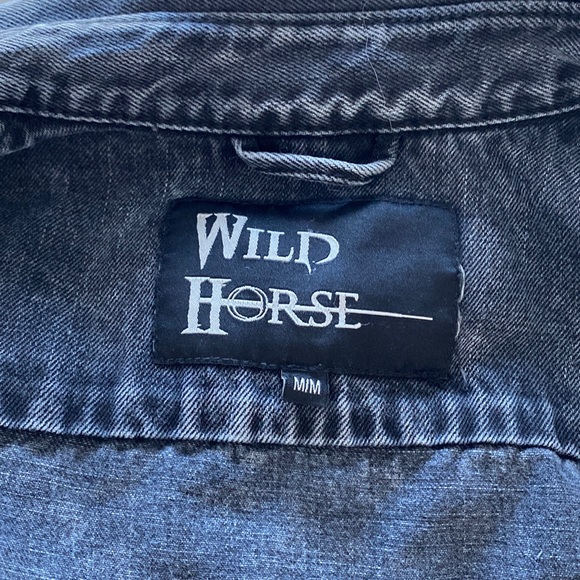 Wild Horse Black Distressed Wash Denim Jacket - Picture 4 of 6